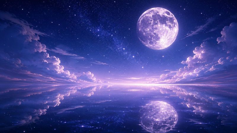 Moonlight on a calm night sea